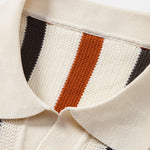 Striped Knit Johnny Collar Polo & Straight Leg Linen Pants