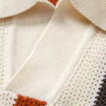 Striped Knit Johnny Collar Polo