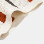 Striped Knit Johnny Collar Polo & Straight Leg Linen Pants