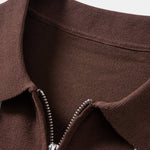 Contrast Striped Geometric zipper Knit Polo