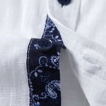 Contrast Paisley Print Linen Look Shirt & Straight Leg Linen Pants