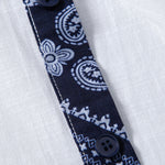 Contrast Paisley Print Linen Look Shirt & Straight Leg Linen Pants