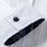 Contrast Paisley Print Linen Look Shirt