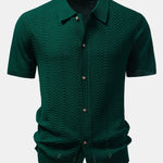 Textured Jacquard Button Up Knit Shirt