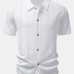 Textured Jacquard Button Up Knit Shirt