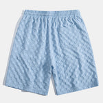 Checkerboard Jacquard Stand Collar Shirt & Checkerboard Jacquard Shorts