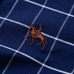 Cowboy Embroidery Cotton Plaid Button Up Shirt