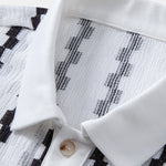 Plaid Jacquard Button Up Shirt & Crinkle Textured Straight Leg Pants