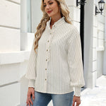 Vintage Loose Striped Puff Long Sleeve Blouse (US Only)