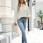 Vintage Loose Striped Puff Long Sleeve Blouse (US Only)