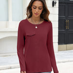 Zeagoo Ribbed Knit Long Sleeve Crew Neck Tees (US Only)