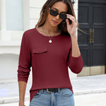 Zeagoo Ribbed Knit Long Sleeve Crew Neck Tees (US Only)