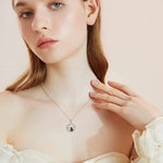 Black Cat Moon Crystal Pendant Necklace