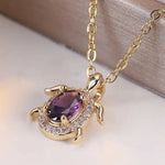 Purple Crystal Turtle Pendant Necklace