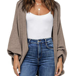 Zeagoo Open Front Oversized Batwing Sleeve Knit Cardigan