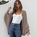 Zeagoo Open Front Oversized Batwing Sleeve Knit Cardigan