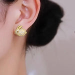 Cute Rabbit Crystal Stud Earrings