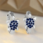 Sea Turtle Hoop Earrings with Sparkling Zircon