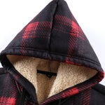 Teddy Lined Button Up Flannel Plaid Hooded Coat