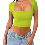 Zeagoo Short Sleeve Square Neck T Shirt