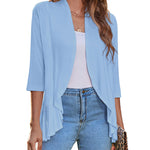 Zeagoo Women's 3/4 Sleeve Draped Ruffles Cardigan