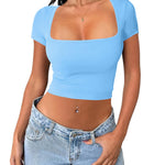 Zeagoo Short Sleeve Square Neck T Shirt