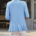 Zeagoo Women's 3/4 Sleeve Draped Ruffles Cardigan