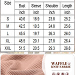 Zeagoo Women Waffle Knit Tops Casual Long Sleeve Shirts Solid Color V Neck Shirt