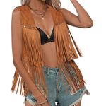 Zeagoo Fringe Vest 70s Cowgirl Costume Faux Suede Rave