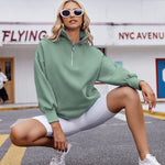 Zeagoo Women Sweatshirts Quarter Zip Stand Collar Pullovers Fleece Workout Hoodies Y2K Clothes