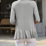 Zeagoo Women's 3/4 Sleeve Draped Ruffles Cardigan