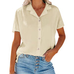 Zeagoo Women's Button Down Short Sleeve Blouse