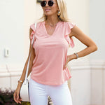 Zeagoo Women's Casual Print Ruffle Sleeve Summer Tops