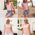 Zeagoo Women's Casual Print Ruffle Sleeve Summer Tops
