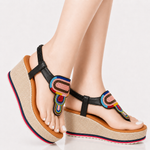 Maya Beaded Wedge Sandals