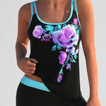 Flor - Bañador Floral con Short, Efecto Vientre Plano