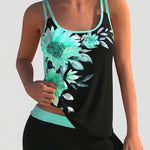 Flor - Bañador Floral con Short, Efecto Vientre Plano