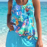Amparo  - Bañador Elegante con Efecto Vientre Plano y Short a Juego