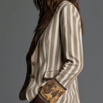 Sara - Blazer Bohemio a Rayas con Cuello Estampado