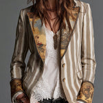 Sara - Blazer Bohemio a Rayas con Cuello Estampado