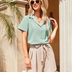 Zeagoo Women's Button Down Short Sleeve Blouse