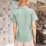 Zeagoo Women's Button Down Short Sleeve Blouse
