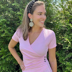 Zeagoo Women Wrap Tops Short Sleeve Ribbed Deep V Neck Sexy Wrap Shirt