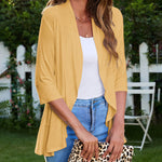 Zeagoo Women's 3/4 Sleeve Draped Ruffles Cardigan