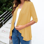 Zeagoo Women's 3/4 Sleeve Draped Ruffles Cardigan