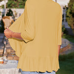 Zeagoo Women's 3/4 Sleeve Draped Ruffles Cardigan