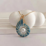 Seashell Pearl Pendant Necklace