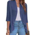 Zeagoo Women's 3/4 Sleeve Draped Ruffles Cardigan
