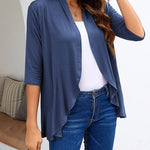 Zeagoo Women's 3/4 Sleeve Draped Ruffles Cardigan