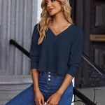 Zeagoo Women Long Sleeve Tops Waffle Knit Shirts